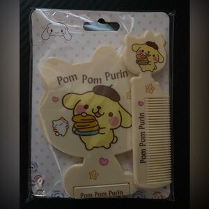 Bom Bom Bom hand mirror and tiny comb yellow